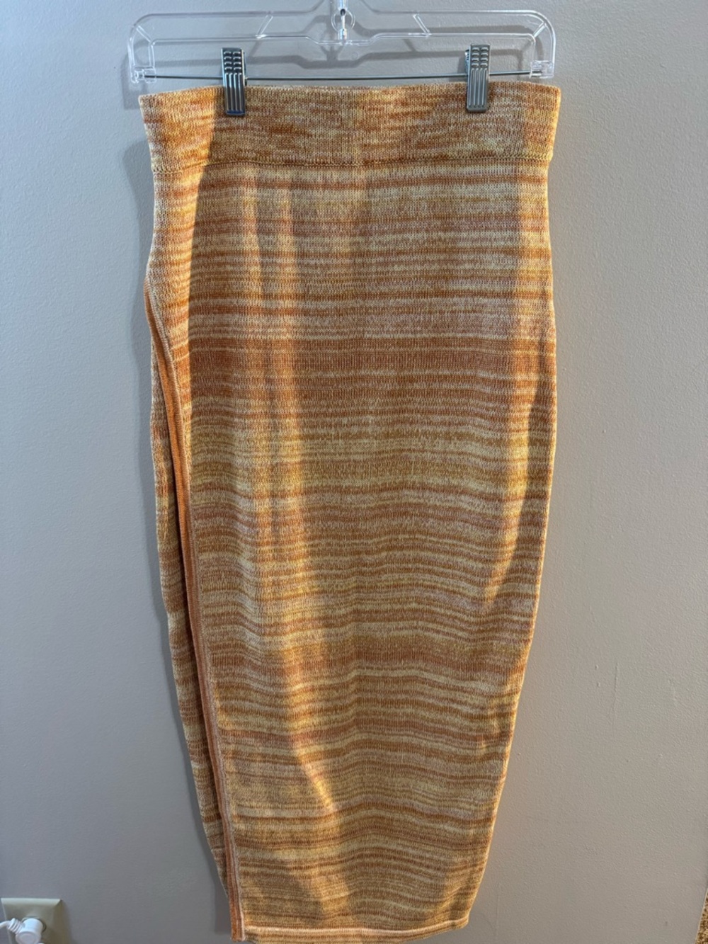 Ronny Kobo Women's Marled Pencil Skirt in Warm Orange and Cream size M